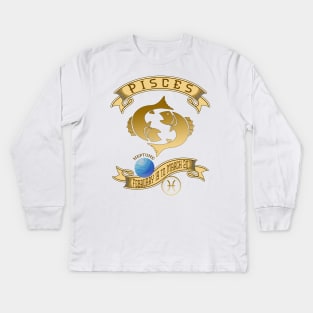 Pisces February 19 to March 20 Vintage Kids Long Sleeve T-Shirt